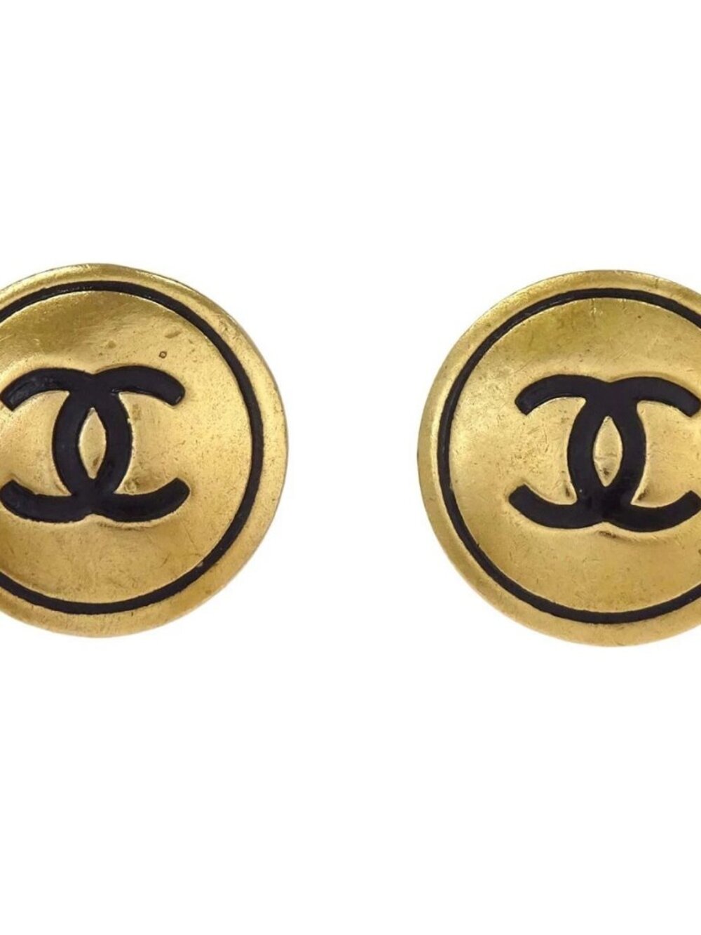Chanel Button Clip-On Earrings Gold 94P 168293